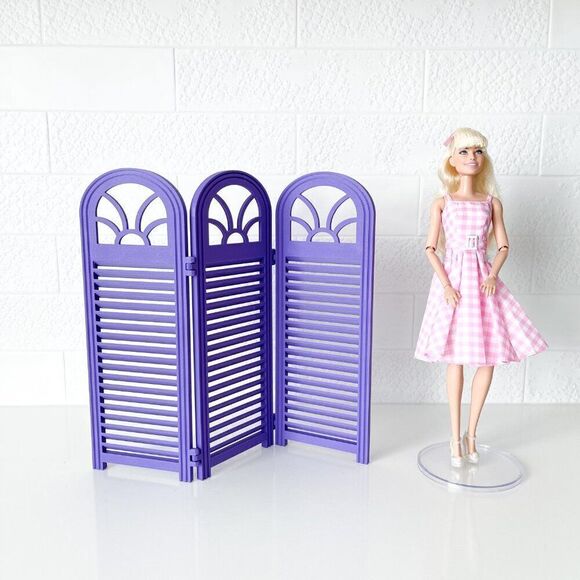 3-Panel Purple Privacy Screen Doll 1:6 Scale Furniture 12” Barbie Integrity NEW - Picture 2 of 3